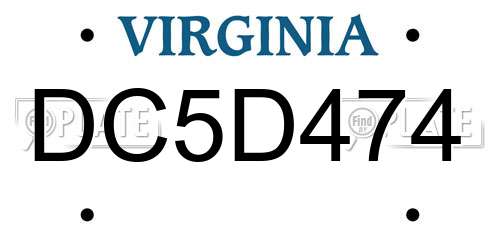 DC5D474 Virginia License Plate