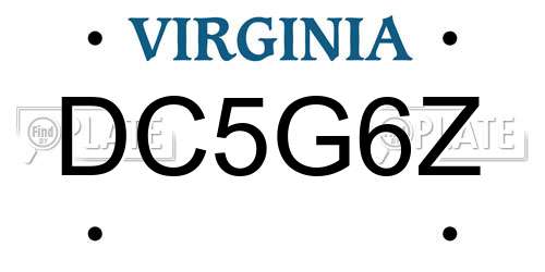DC5G6Z Virginia License Plate