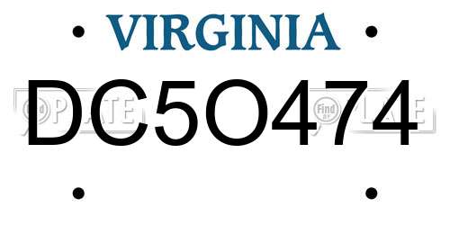 DC5O474 Virginia License Plate