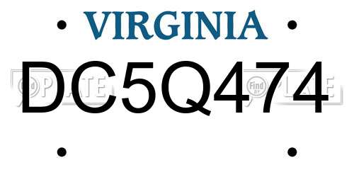 DC5Q474 Virginia License Plate