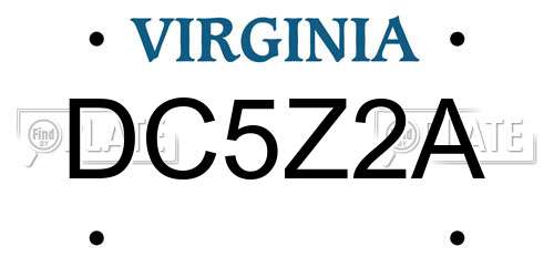 DC5Z2A Virginia License Plate