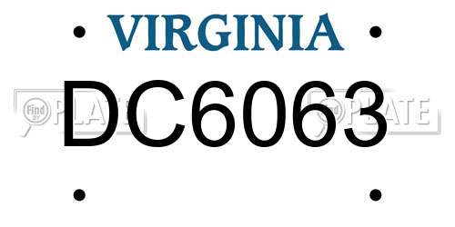 DC6063 Virginia License Plate