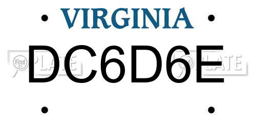 DC6D6E Virginia License Plate