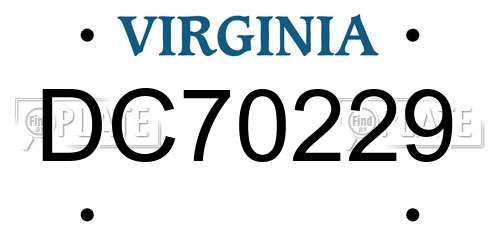 DC70229 Virginia License Plate