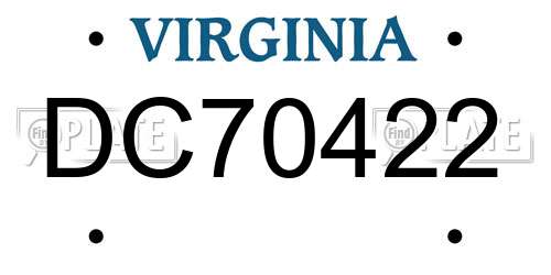 DC70422 Virginia License Plate