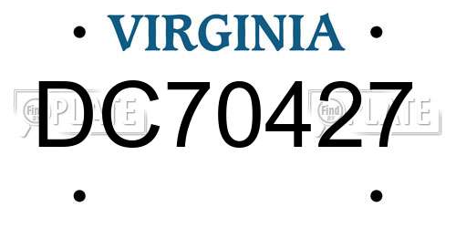 DC70427 Virginia License Plate