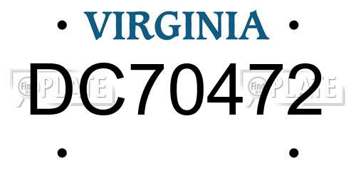 DC70472 Virginia License Plate