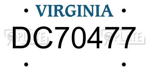 DC70477 Virginia License Plate