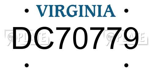 DC70779 Virginia License Plate