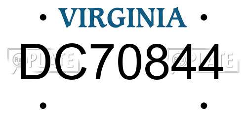 DC70844 Virginia License Plate