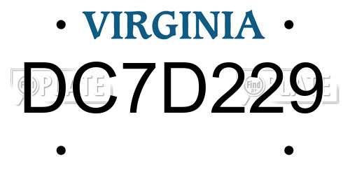 DC7D229 Virginia License Plate