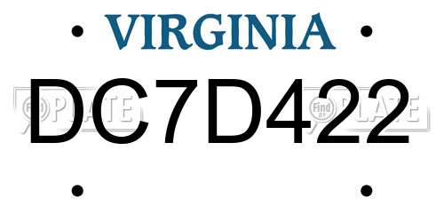 DC7D422 Virginia License Plate