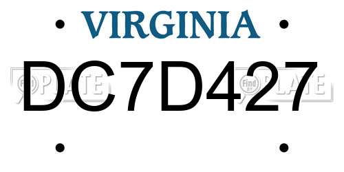 DC7D427 Virginia License Plate