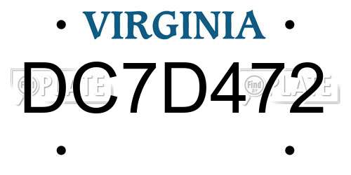 DC7D472 Virginia License Plate