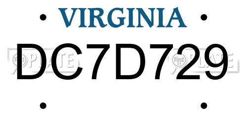 DC7D729 Virginia License Plate