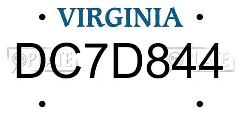 DC7D844 Virginia License Plate