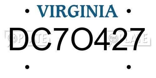 DC7O427 Virginia License Plate