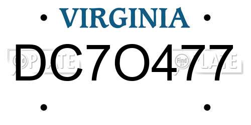 DC7O477 Virginia License Plate