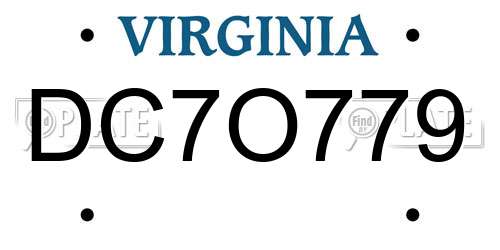 DC7O779 Virginia License Plate