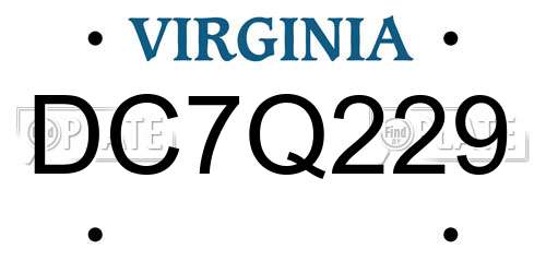 DC7Q229 Virginia License Plate