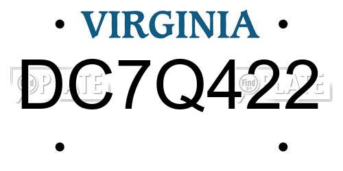 DC7Q422 Virginia License Plate