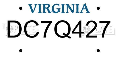 DC7Q427 Virginia License Plate
