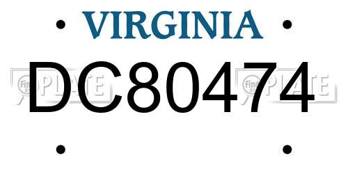 DC80474 Virginia License Plate