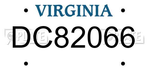 DC82066 Virginia License Plate
