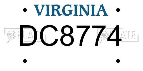 DC8774 Virginia License Plate