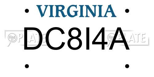 DC8I4A Virginia License Plate