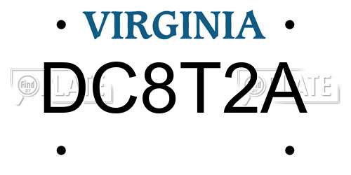 DC8T2A Virginia License Plate