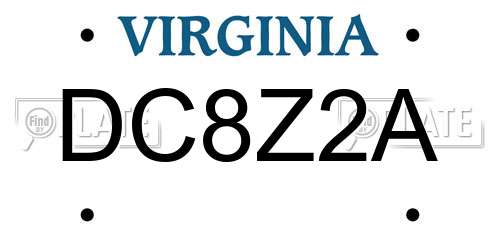 DC8Z2A Virginia License Plate