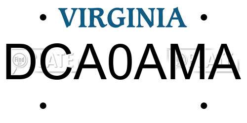 DCA0AMA Virginia License Plate