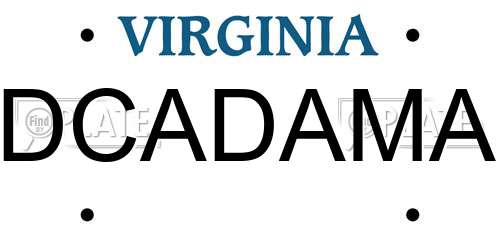 DCADAMA Virginia License Plate