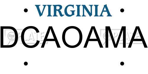DCAOAMA Virginia License Plate