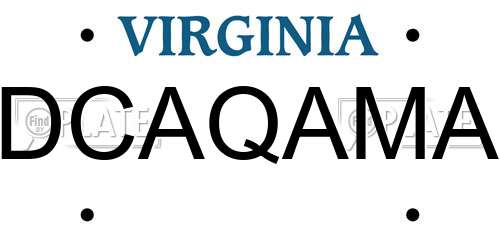 DCAQAMA Virginia License Plate
