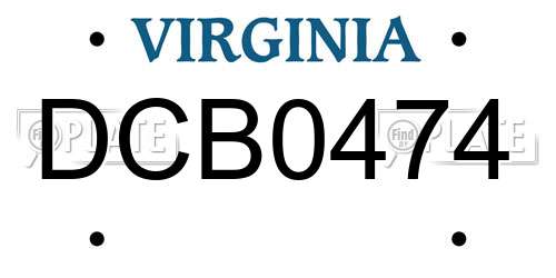DCB0474 Virginia License Plate