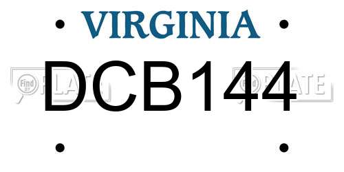 DCB144 Virginia License Plate