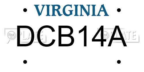 DCB14A Virginia License Plate