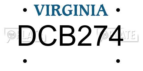 DCB274 Virginia License Plate