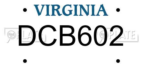 DCB602 Virginia License Plate