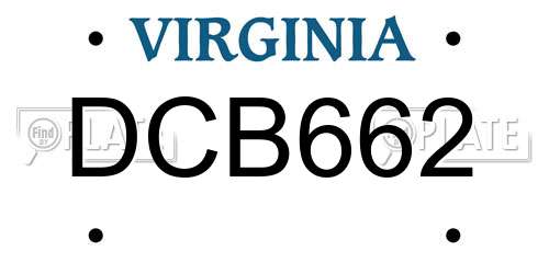 DCB662 Virginia License Plate