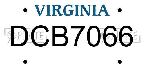 DCB7066 Virginia License Plate