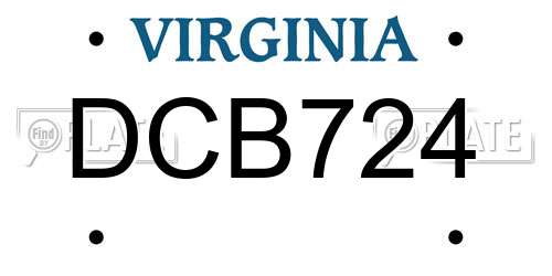 DCB724 Virginia License Plate