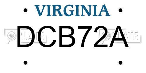 DCB72A Virginia License Plate