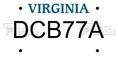DCB77A Virginia License Plate