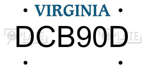 DCB90D Virginia License Plate
