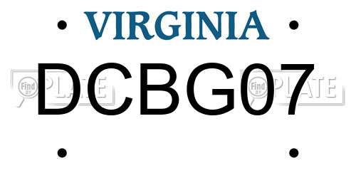 DCBG07 Virginia License Plate