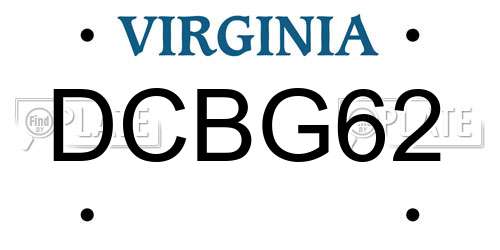DCBG62 Virginia License Plate