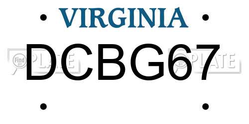 DCBG67 Virginia License Plate